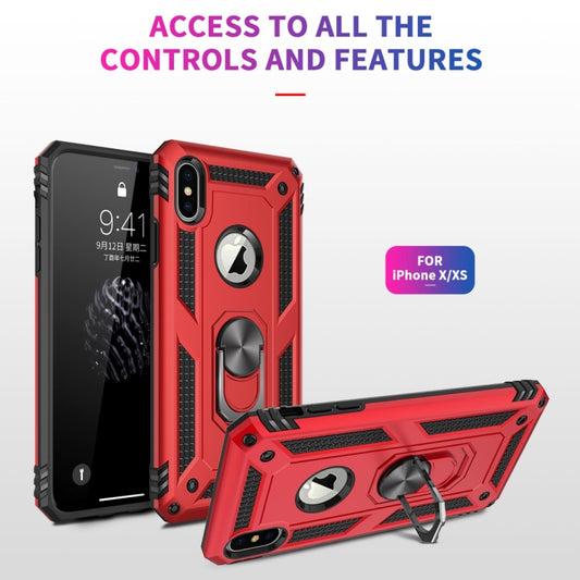 For iPhone X / XS Sergeant Armor Shockproof TPU + PC Protective Case with 360 Degree Rotation Holder, For iPhone X / XS