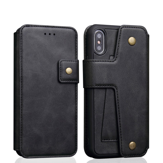 For iPhone X / XS Cowhide Texture Magnetic Absorption Detachable Horizontal Flip Leather Case with Holder & Card Slots & Wallet, For X / XS