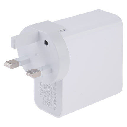 A3P 3A Max. Ausgangsleistung USB-C / Typ-C + QC3.0 + Dual USB 4 Ports Wand-Reiseladegerät, UK-Stecker, UK-Stecker
