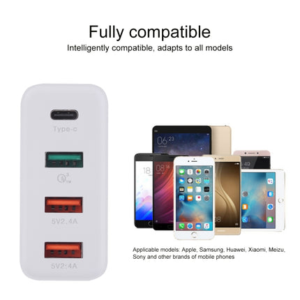 A3P 3A Max. Ausgangsleistung USB-C / Typ-C + QC3.0 + Dual USB 4 Ports Wand-Reiseladegerät, UK-Stecker, UK-Stecker