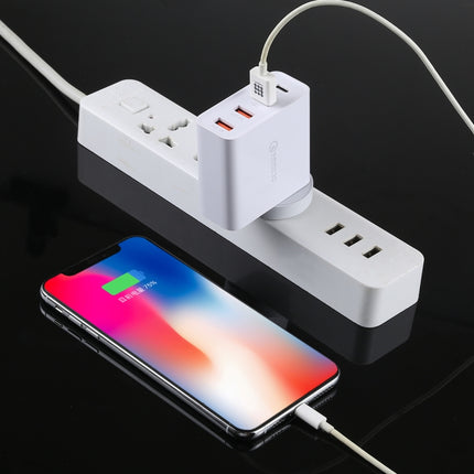 A3P 3A Max. Ausgangsleistung USB-C / Typ-C + QC3.0 + Dual USB 4 Ports Wand-Reiseladegerät, UK-Stecker, UK-Stecker