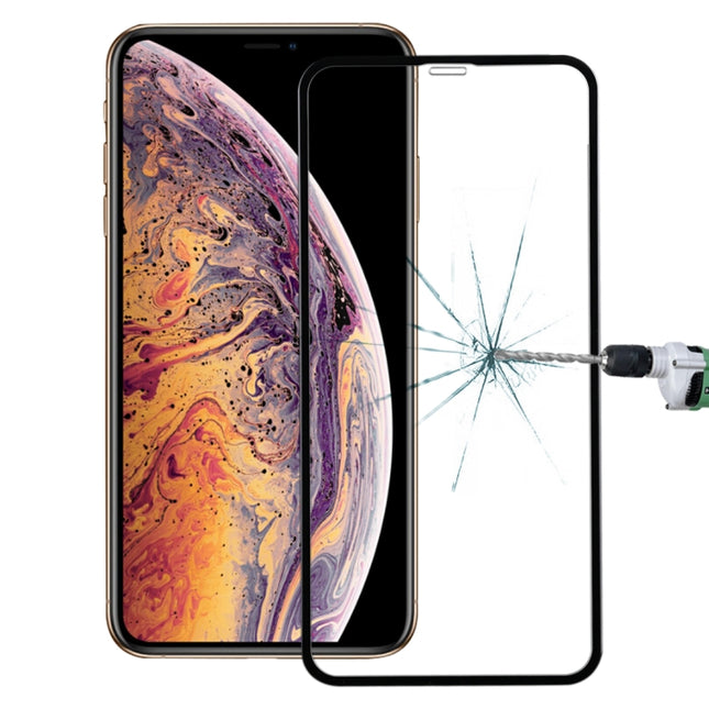 For iPhone X & XS 50pcs Full Screen Carbon Fiber Soft Edges Tempered Glass Film, For iPhone XS