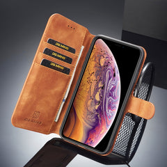 For iPhone X / XS DG.MING Retro Oil Side Horizontal Flip Case with Holder & Card Slots & Wallet, iPhone XS / X