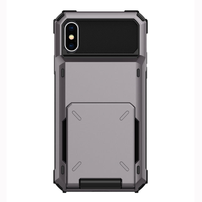Funda protectora de TPU + PC a prueba de golpes con ranura para tarjetas para iPhone X/XS