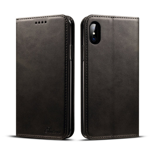 For iPhone X / XS Suteni Calf Texture Horizontal Flip Leather Case with Holder & Card Slots & Wallet, iPhone X / XS