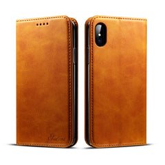 Für iPhone X / XS Suteni Calf Texture Horizontal Flip Ledertasche mit Halter &amp; Kartenfächern &amp; Geldbörse, iPhone X / XS