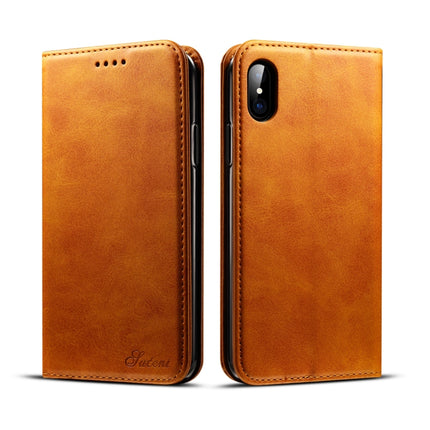 Funda de piel con tapa horizontal con textura de becerro Suteni para iPhone X/XS, con soporte, ranuras para tarjetas y billetera, iPhone X/XS