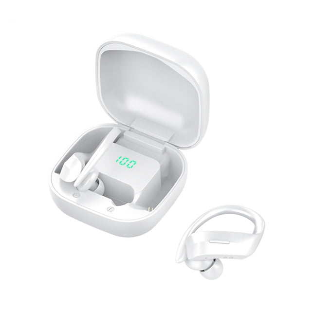 258 Wireless Ear-mounted Bluetooth Earphone with Charging Box & Digital Display, Support Touch & HD Call & Voice Assistant & NFC, MD03 Black, 258 White