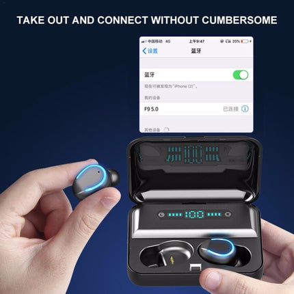 Auriculares Bluetooth con cancelación de ruido inteligente F9-5 con estuche de carga, compatible con pantalla LED de tres pantallas, llamadas HD, batería externa y Siri, F9-5 negro, F9-5 blanco