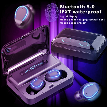 Auriculares Bluetooth con cancelación de ruido inteligente F9-5 con estuche de carga, compatible con pantalla LED de tres pantallas, llamadas HD, batería externa y Siri, F9-5 negro, F9-5 blanco