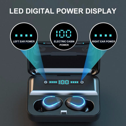 Auriculares Bluetooth con cancelación de ruido inteligente F9-5 con estuche de carga, compatible con pantalla LED de tres pantallas, llamadas HD, batería externa y Siri, F9-5 negro, F9-5 blanco