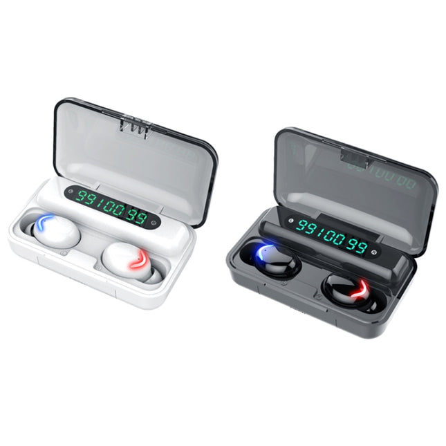 F9-5C Three-screen Digital Display Noise Reduction Bluetooth Earphone, F9-5C without Strap Black, F9-5C without Strap White