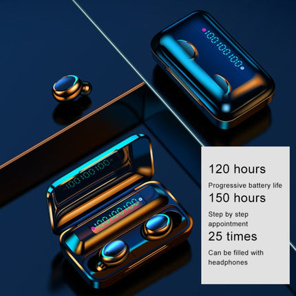 F9-5C Three-screen Digital Display Noise Reduction Bluetooth Earphone, F9-5C without Strap Black, F9-5C without Strap White