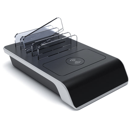 UD09 4 USB Ports Qi Standard Wireless Charger Phone Desktop Stand Holder, US Plug