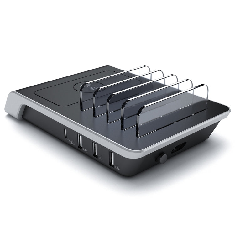 UD09 4 USB Ports Qi Standard Wireless Charger Phone Desktop Stand Holder, UK Plug