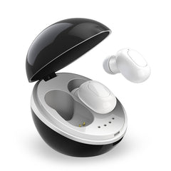 A10 TWS Space Capsule Shape Wireless Bluetooth Earphone with Magnetic Charging Box & Lanyard, Support HD Call & Automatic Pairing Bluetooth, Black, Black White, White, White + Black