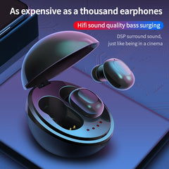 A10 TWS Space Capsule Shape Wireless Bluetooth Earphone with Magnetic Charging Box & Lanyard, Support HD Call & Automatic Pairing Bluetooth, Black, Black White, White, White + Black