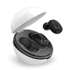 A10 TWS Space Capsule Shape Wireless Bluetooth Earphone with Magnetic Charging Box & Lanyard, Support HD Call & Automatic Pairing Bluetooth, Black, Black White, White, White + Black