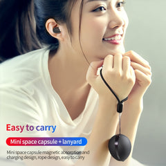 A10 TWS Space Capsule Shape Wireless Bluetooth Earphone with Magnetic Charging Box & Lanyard, Support HD Call & Automatic Pairing Bluetooth, White, White + Black, Black, Black White