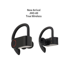 JHO-A9 TWS Auriculares inalámbricos tipo oreja para colgar con Bluetooth, con estuche de carga y almacenamiento con cremallera integrado, compatible con control de voz, JHO-A9