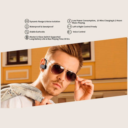 JHO-A9 TWS  Wireless Hanging Ear Type Bluetooth Earphone with Charging + Storage Integrated Zipper Bag, Support Voice Control