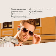 JHO-A9 TWS Auriculares inalámbricos tipo oreja para colgar con Bluetooth, con estuche de carga y almacenamiento con cremallera integrado, compatible con control de voz, JHO-A9