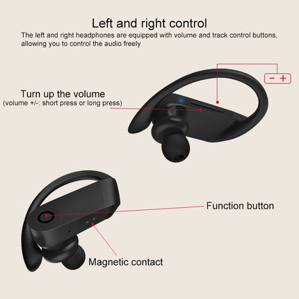 b10 TWS Bluetooth 5.0 Hanging Ear Wireless Bluetooth Sports Earphone with Magnetic Charging Box, Support Call & Siri & Charging Box Wireless Charging, b10