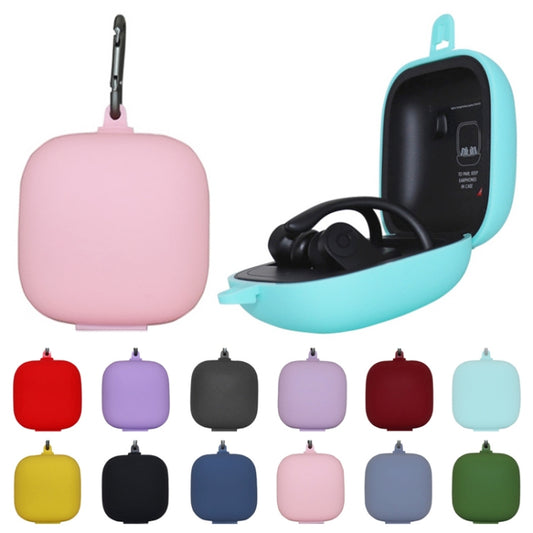 Solid Color Silicone Wireless Bluetooth Earphone Protective Case for Beats Powerbeats Pro, Purple, Red, Wine Red, Black, Yellow, Dark Blue, Pink, Gray Blue, Grass Green, Grey, Light Purple, Mint Green