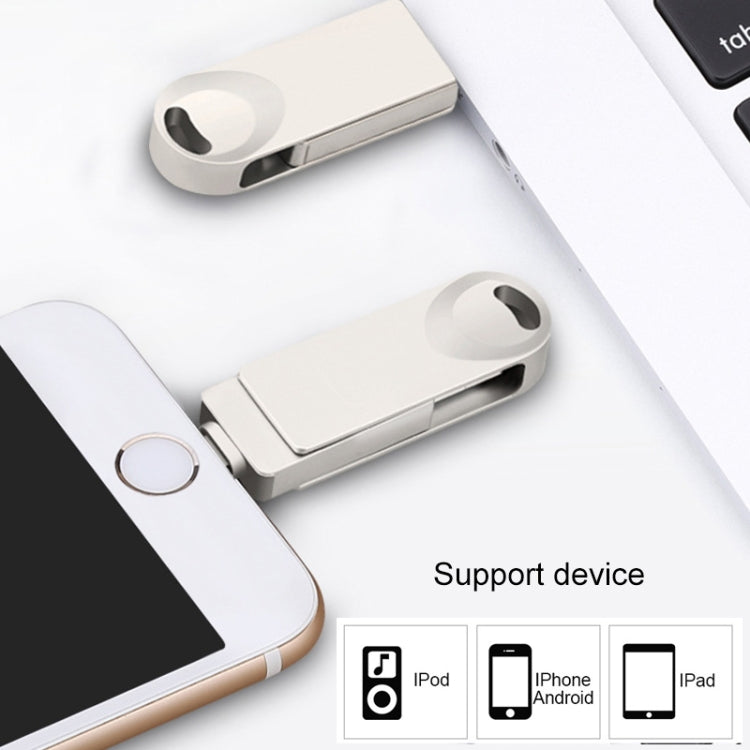 S29 3 in 1 256GB Micro USB + USB + 8 Pin Interface Metal Twister Flash Disk, 256G