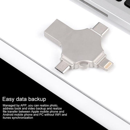 Cross 4 in 1 16GB 8 Pin + Micro USB + USB-C / Type-C + USB 3.0 Metal Flash Disk, 16GB