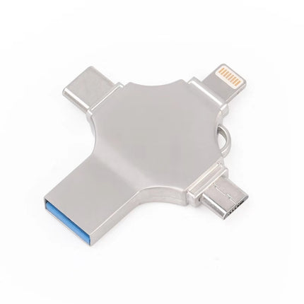 Cross 4 in 1 64GB 8 Pin + Micro USB + USB-C / Type-C + USB 3.0 Metal Flash Disk, 64GB