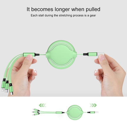 Cable de carga y sincronización de datos retráctil de silicona líquida 3 en 1 USB a USB-C/Tipo-C + 8 pines + Micro USB de 3,5 A