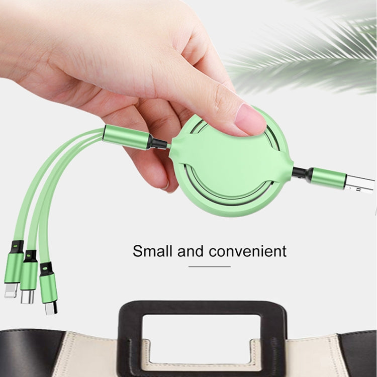 3.5A Liquid Silicone 3 in 1 USB to USB-C / Type-C + 8Pin + Micro USB Retractable Data Syn Charging Cable