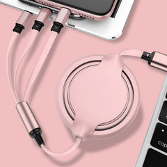 Cable de carga y sincronización de datos retráctil de silicona líquida 3 en 1 USB a USB-C/Tipo-C + 8 pines + Micro USB de 3,5 A