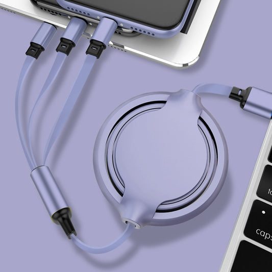 3.5A Liquid Silicone 3 in 1 USB to USB-C / Type-C + 8Pin + Micro USB Retractable Data Syn Charging Cable