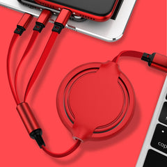 Cable de carga y sincronización de datos retráctil de silicona líquida 3 en 1 USB a USB-C/Tipo-C + 8 pines + Micro USB de 3,5 A