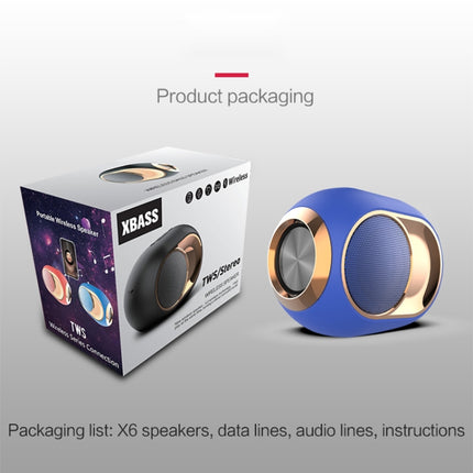 X6 TWS 5W Outdoor Waterproof Bass Wireless Bluetooth Speaker, Support Hands-free / USB / AUX / TF Card