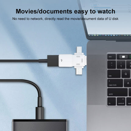 USB 2.0 to 8 Pin + USB-C / Type-C + Micro USB  OTG Adapter