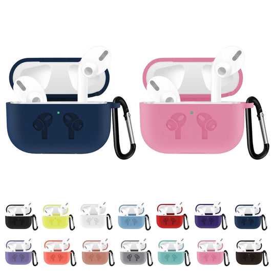 For AirPods Pro Silicone Flip Cover Earphone Protective Case with Anti-drop Buckle, Purple, Red, Black, Baby Blue, Coffee, White, Dark Blue, Yellow, Pink, Green, Grey, Light Pink, Watermelon Red, Light Purple