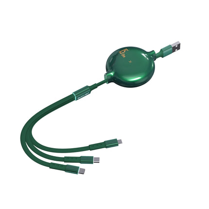 Cable de datos de carga telescópico Bona Series WK WDC-124 3A 3 en 1 de 8 pines + tipo C/USB-C + micro USB, longitud: 1,5 m