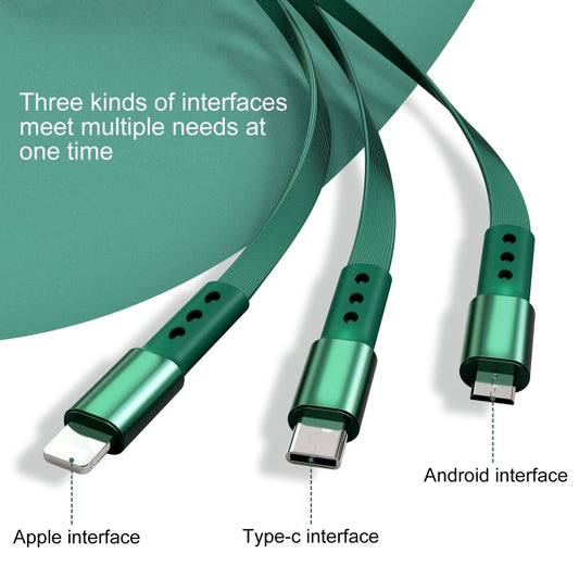 Cable de datos de carga telescópico Bona Series WK WDC-124 3A 3 en 1 de 8 pines + tipo C/USB-C + micro USB, longitud: 1,5 m