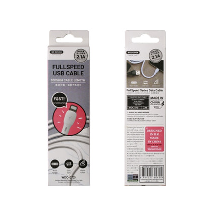 WK WDC-072 1m 2.1A Output Full Speed Series USB to 8 Pin Data Sync Charging Cable, 8 Pin