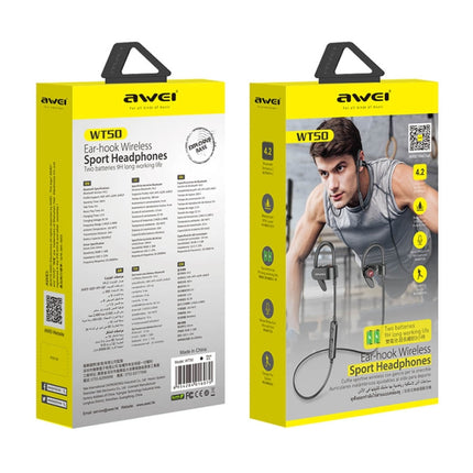 awei WT50 IPX4 Waterproof Ear-mounted Wireless Bluetooth Earphone with Microphone, WT50