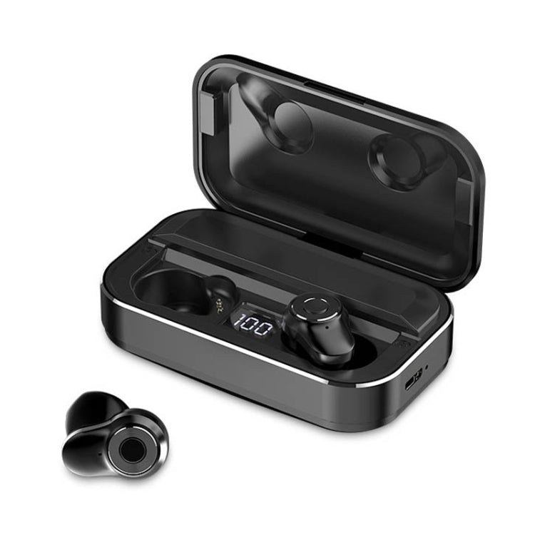 A6 TWS Bluetooth 5.0 Auriculares inalámbricos con Bluetooth táctil con caja de carga y pantalla digital inteligente LED, compatible con asistente de voz y conexión de memoria y llamada HD, A6 negro, A6 azul, A6 plateado