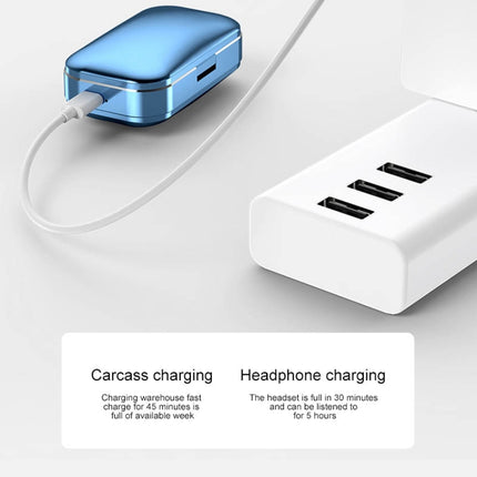 A6 TWS Bluetooth 5.0 Touch Wireless Bluetooth Earphone with Charging Box & LED Smart Digital Display, Support Voice Assistant & Memory Connection & HD Call, A6 Black