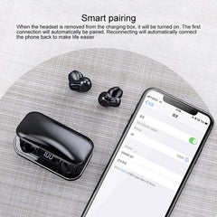 A6 TWS Bluetooth 5.0 Auriculares inalámbricos con Bluetooth táctil con caja de carga y pantalla digital inteligente LED, compatible con asistente de voz y conexión de memoria y llamada HD, A6 negro, A6 azul, A6 plateado