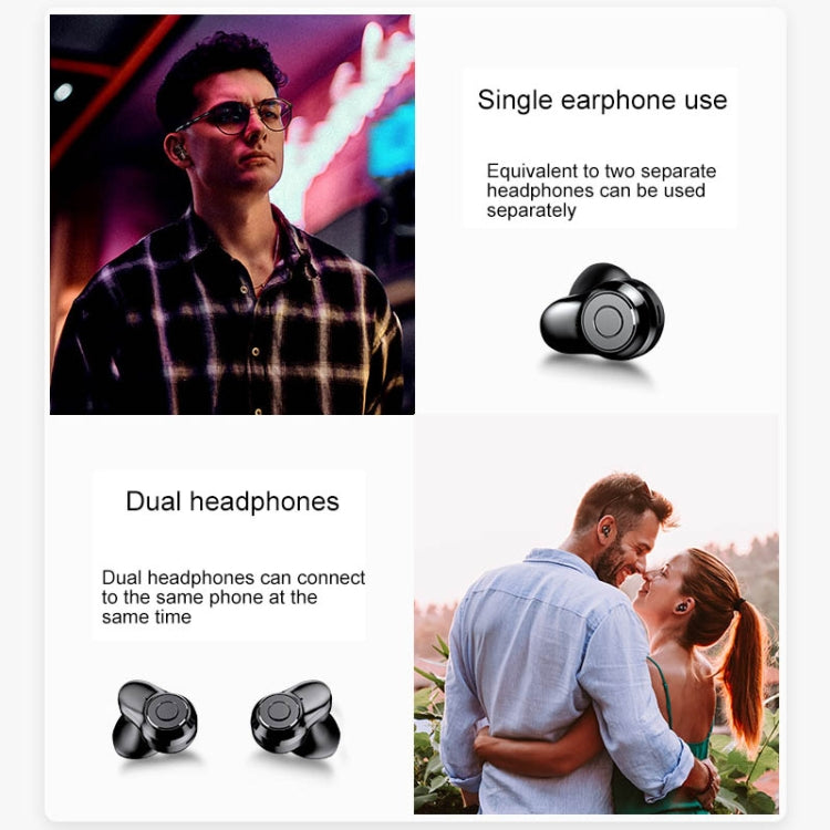 A6 TWS Bluetooth 5.0 Touch Wireless Bluetooth Earphone with Charging Box & LED Smart Digital Display, Support Voice Assistant & Memory Connection & HD Call, A6 Black
