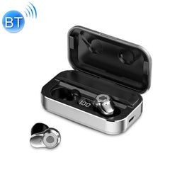 A6 TWS Bluetooth 5.0 Auriculares inalámbricos con Bluetooth táctil con caja de carga y pantalla digital inteligente LED, compatible con asistente de voz y conexión de memoria y llamada HD, A6 negro, A6 azul, A6 plateado