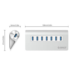 ORICO M3H7-V1 Aluminum Alloy 7 USB 3.0 Ports HUB with 30W Power Adapter