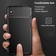 For iPhone X / XS Beetle Shape Carbon Fiber Texture Shockproof TPU Case, For iPhone X / XS